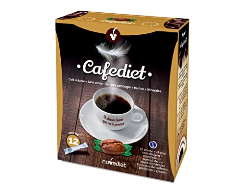 Novadiet - CAFEDIET Sticks con Café Verde, Garcinia Cambogia, Inulina, Zinc y Cromo - Complemento Alimenticio para Salud y Bienestar - Potente Fórmula Antioxidante y Adelgazante - 12 Sticks de 4g